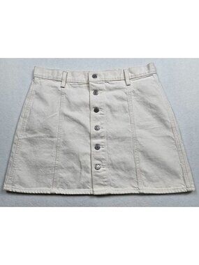 Levis Cream Denim Button-Front A-Line Skirt Size 32 100% Cotton